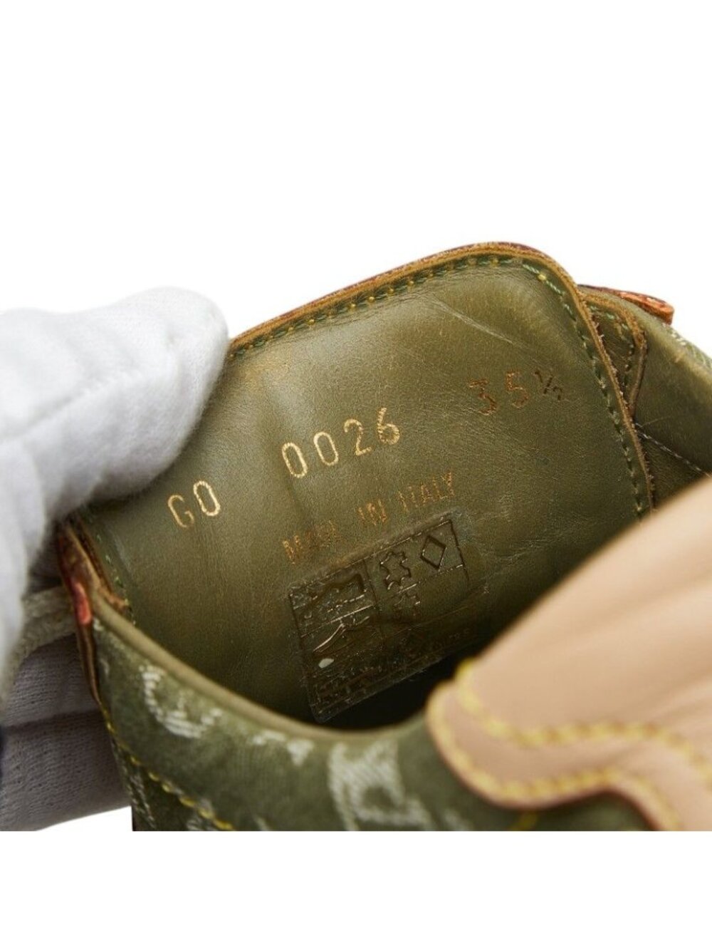 Louis Vuitton Monogram Sneakers 35.5 Beige Green Canvas Leather - Picture 8 of 8